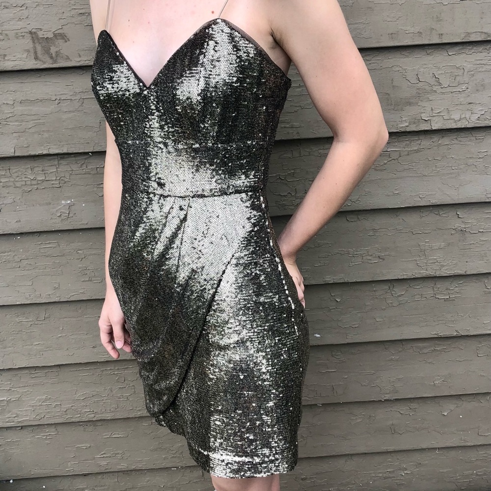 Parker Black Guayana metallic sequin mini-dress! - Picture 4 of 8